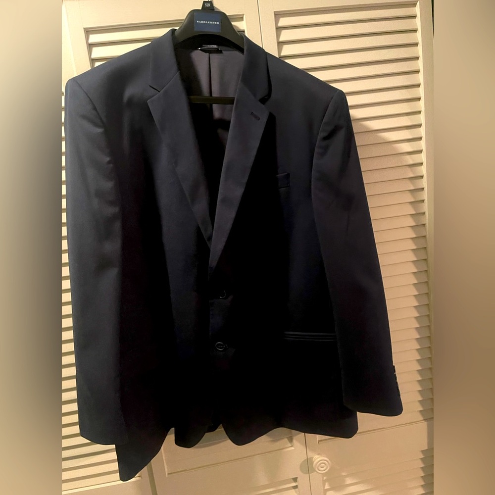 Saddlebred Navy Blazer 52R Worn 1x Single Breasted Double Lined W 4 Inner Pocket